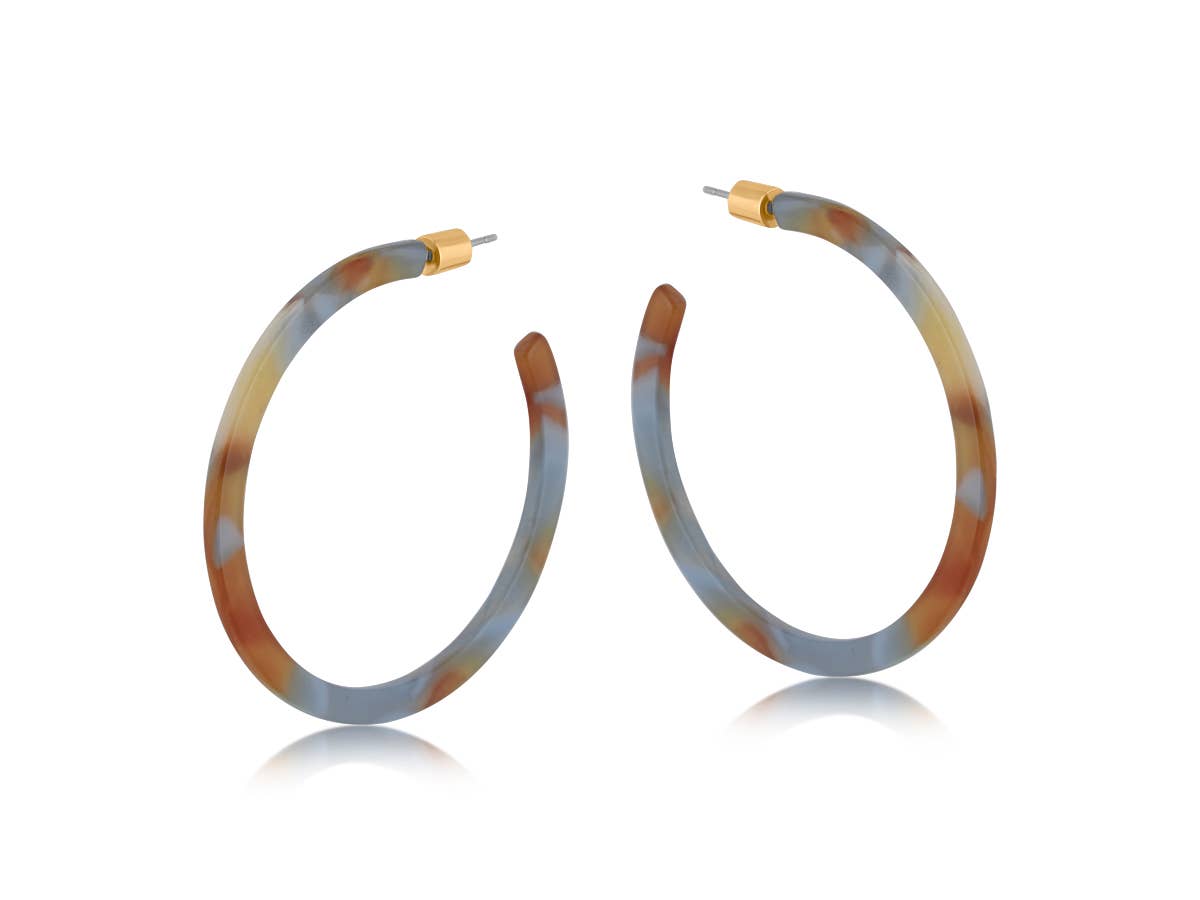 Kathryn Resin Statement Hoop Earrings: PINK BLUE