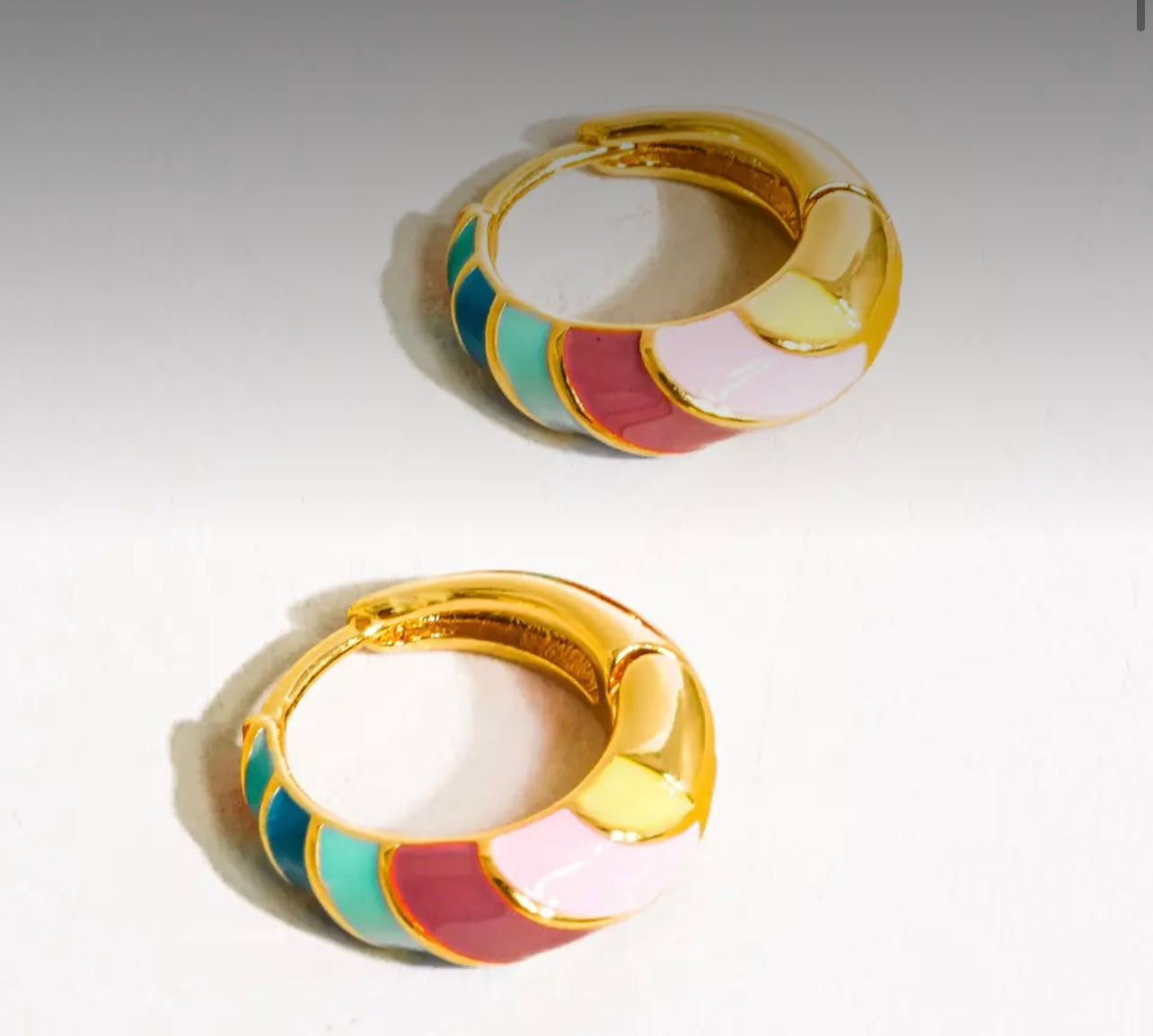 Paloma 18K Gold Colourful Striped Hoop Earring