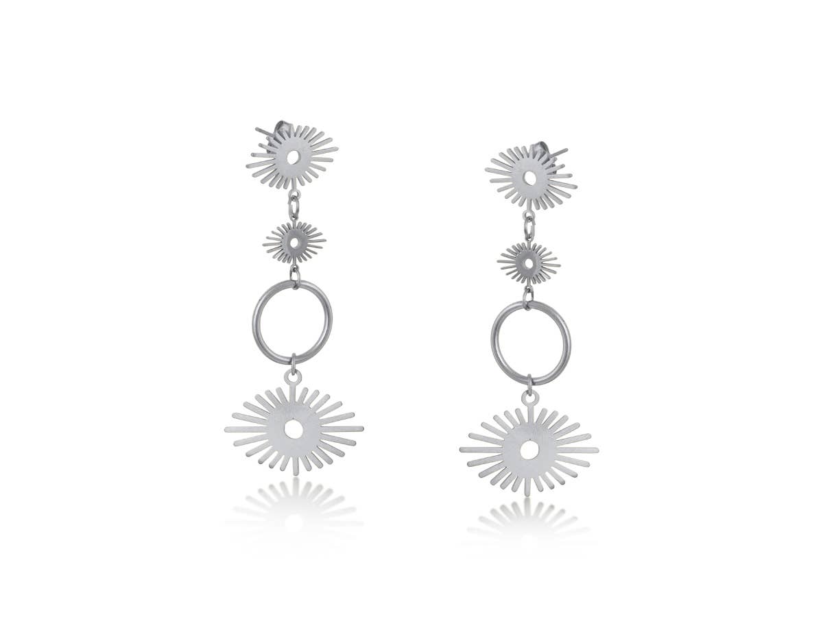 Cara Stainless Steel Sunburst Earrings: GOLD