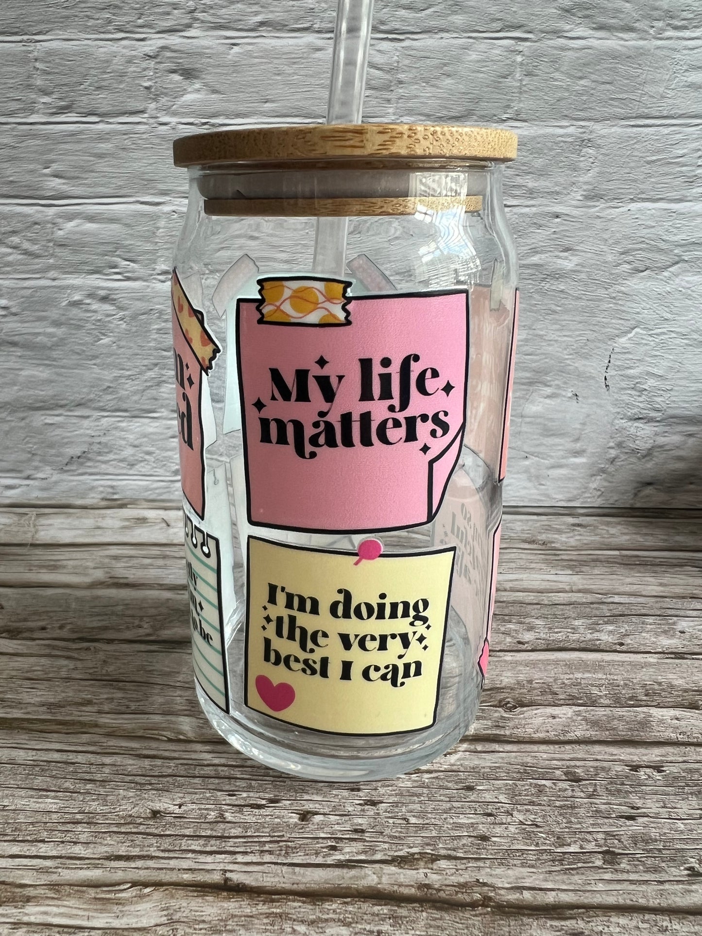 16oz Self Affirmation Glass Libby Cup