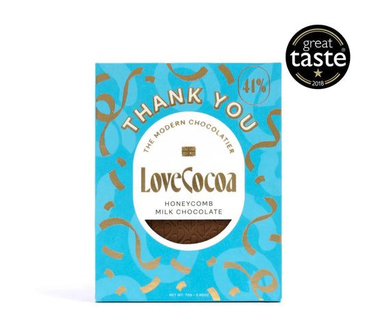 Love Cocoa- ‘Thank You’ Honeycomb Milk Chocolate Bar