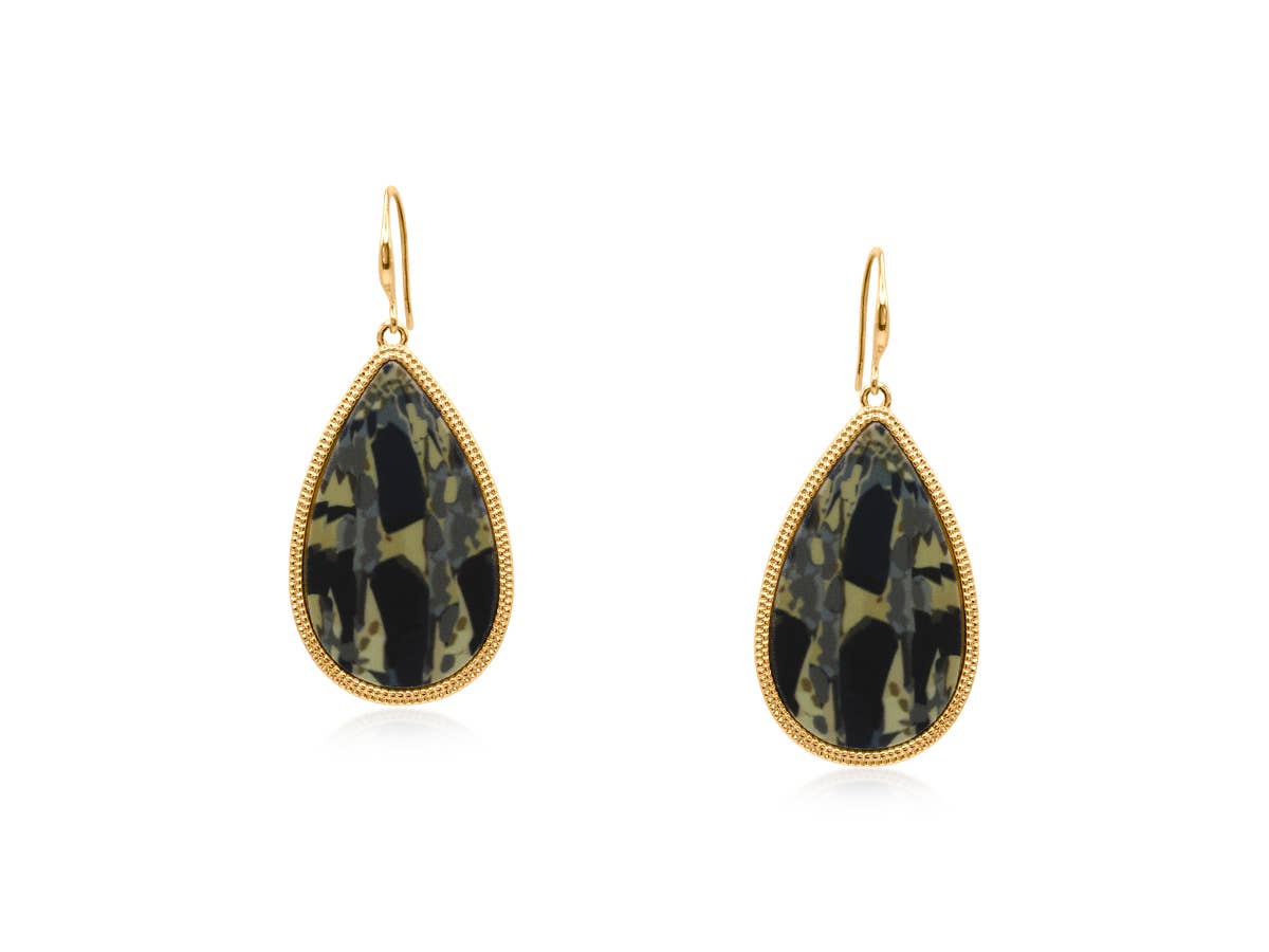 Eleni Geo Shape Drop Earrings: Blue