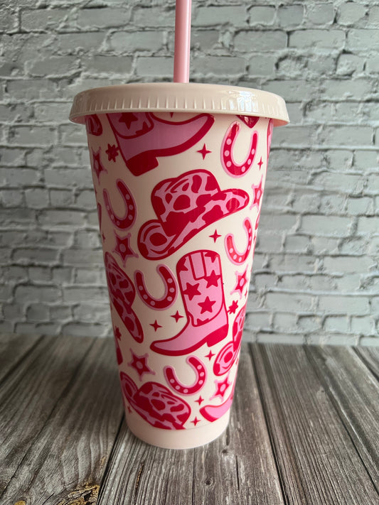 24oz Cold Cup - Pink Cowgirl