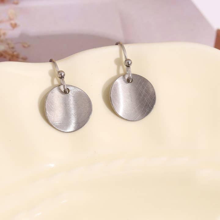Silver Brushed Silver Earrings