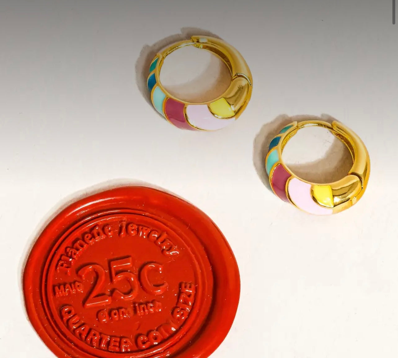 Paloma 18K Gold Colourful Striped Hoop Earring