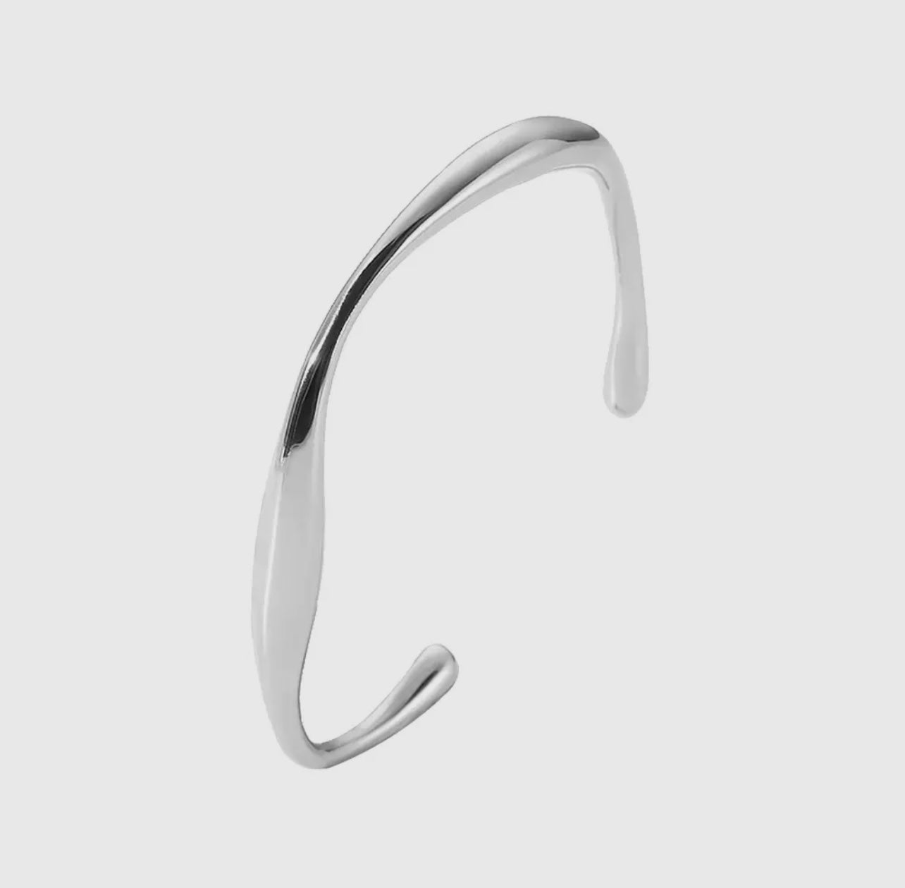 Misshape C-Shaped Curve Bangle in Silver