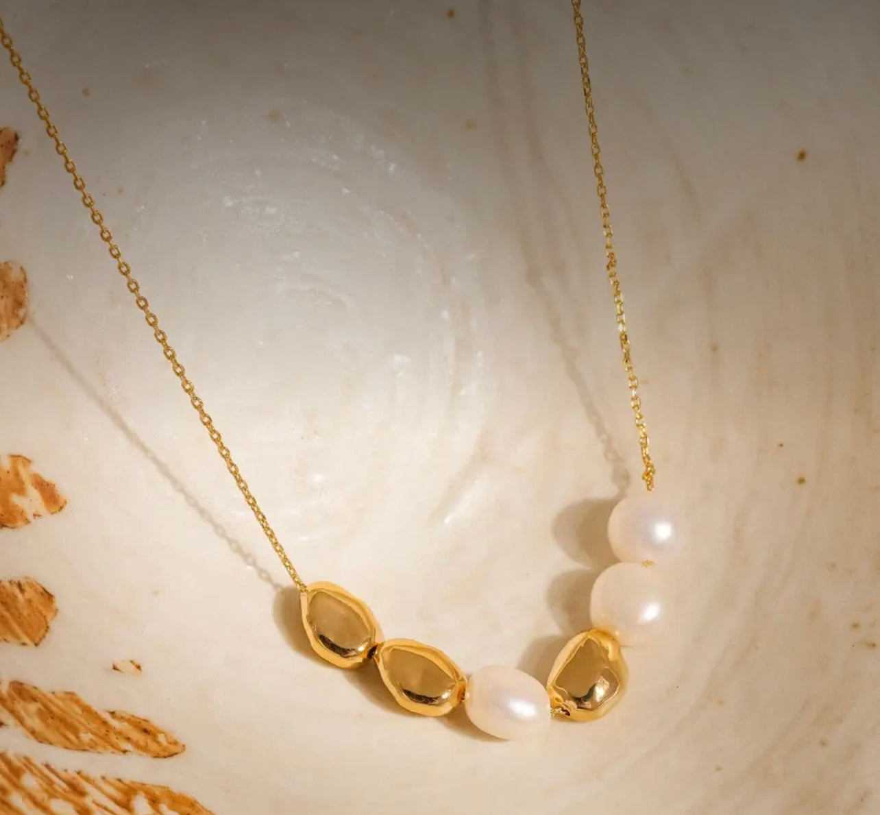 Maud 18K Gold Freshwater Pearl
Beaded Necklace