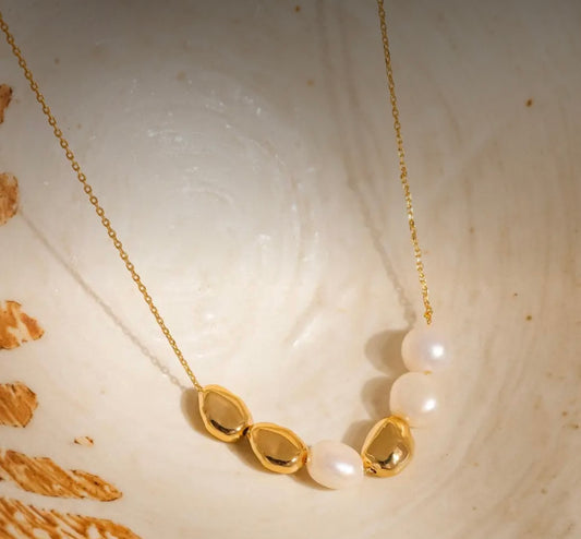 Maud 18K Gold Freshwater Pearl
Beaded Necklace