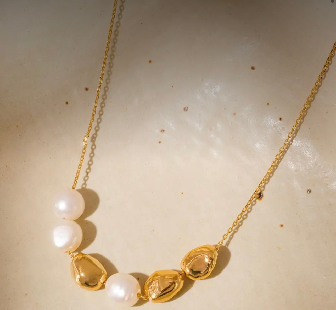 Maud 18K Gold Freshwater Pearl
Beaded Necklace