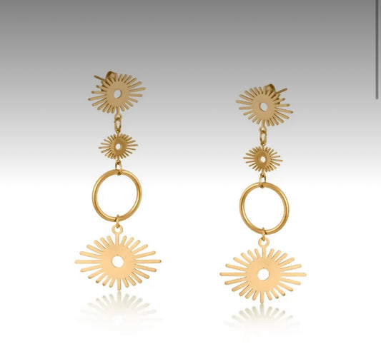 Cara Stainless Steel Sunburst Earrings