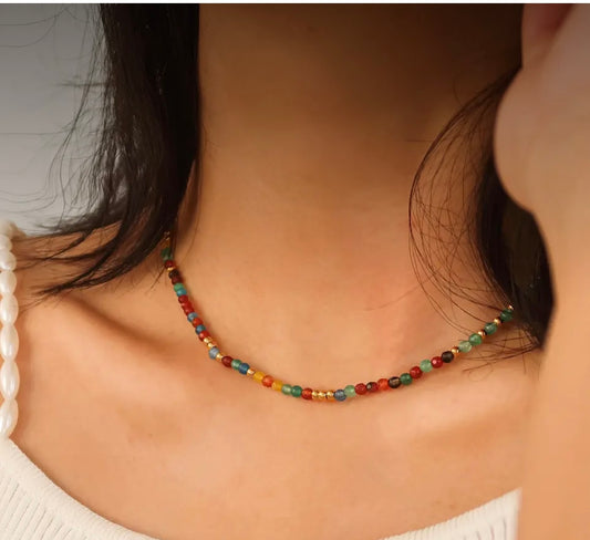Estelle 18K Gold Non-Tarnish Beaded
Multi Color Necklace
