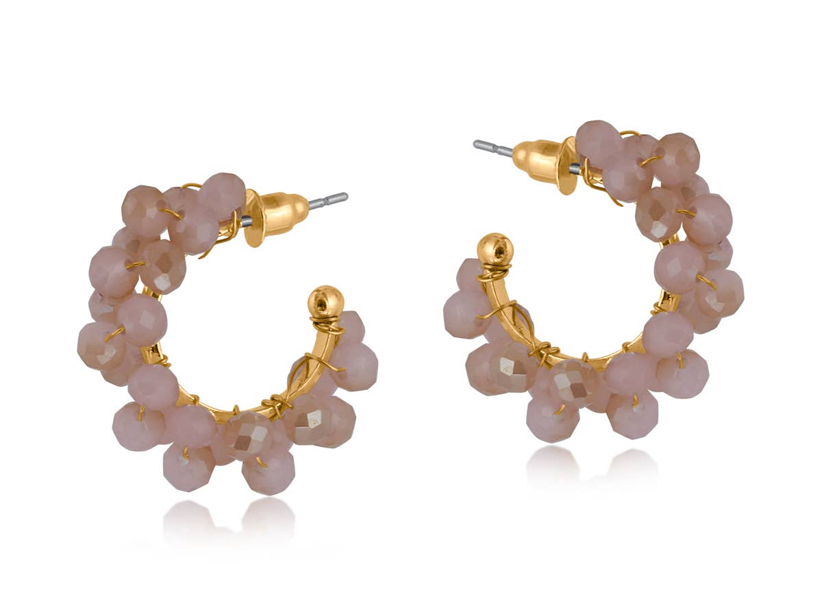 Circe Cluster Beaded Hoop Earrings: BLUE