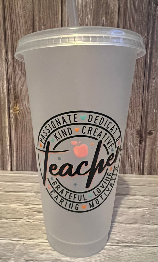 Teacher Positive Affirmation 24oz Cold Cups