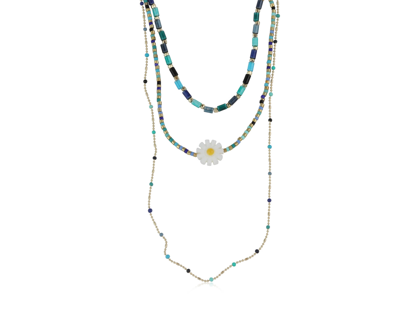 Cressida Multi Row Beaded Necklace: NEON MULTI