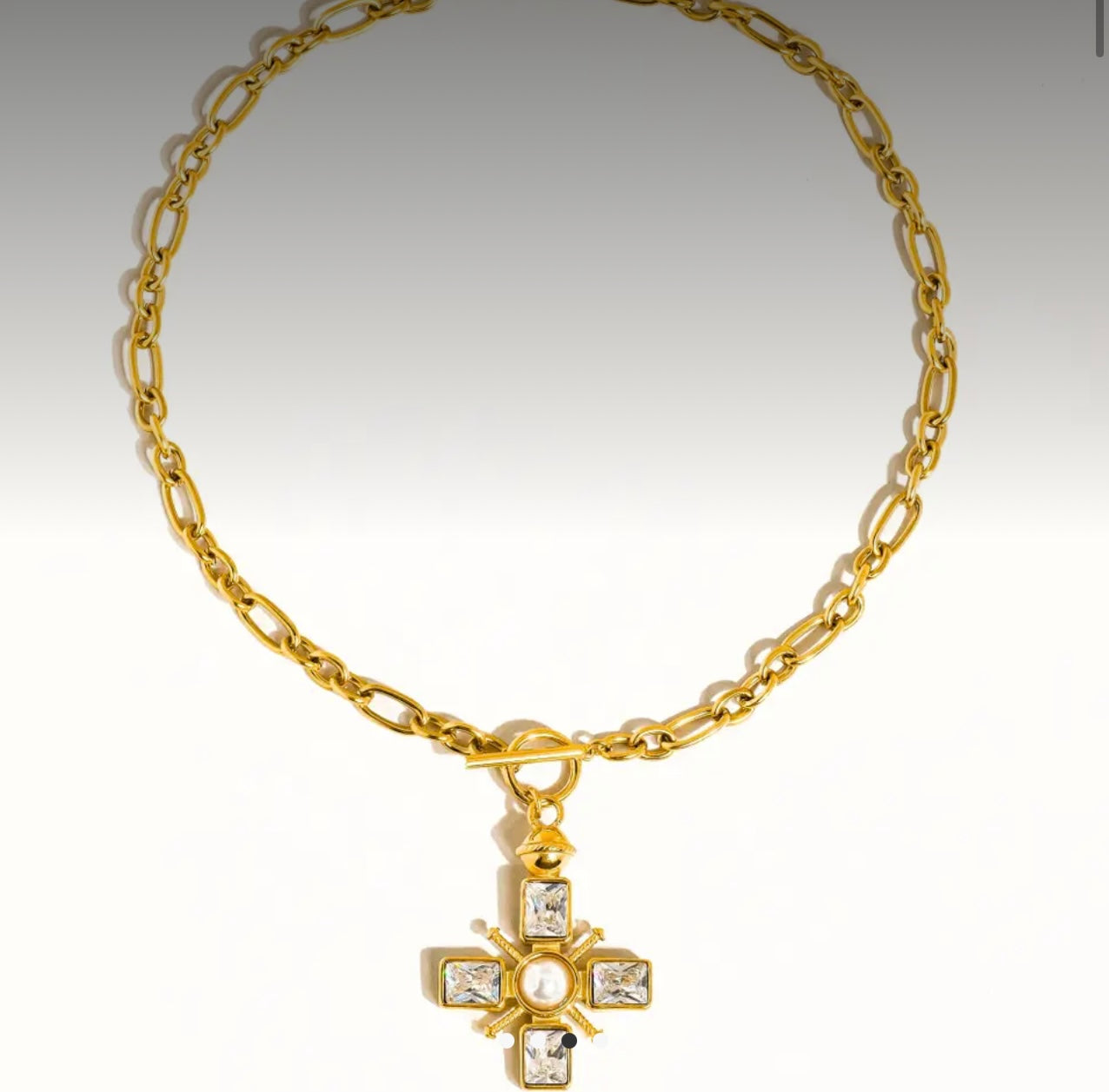 Patrice 18K Gold Non-Tarnish Cross  Necklace