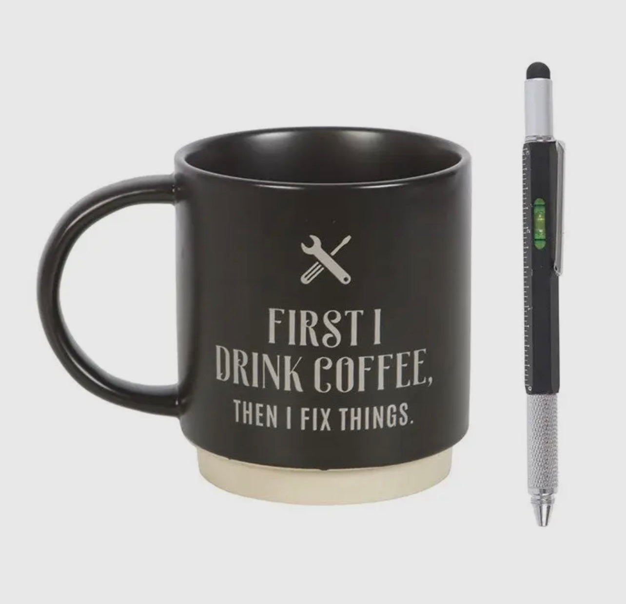 First I Drink Coffee Mug with Multi-Tool Pen