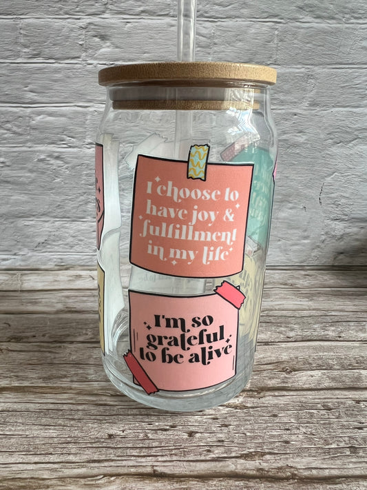 16oz Self Affirmation Glass Libby Cup
