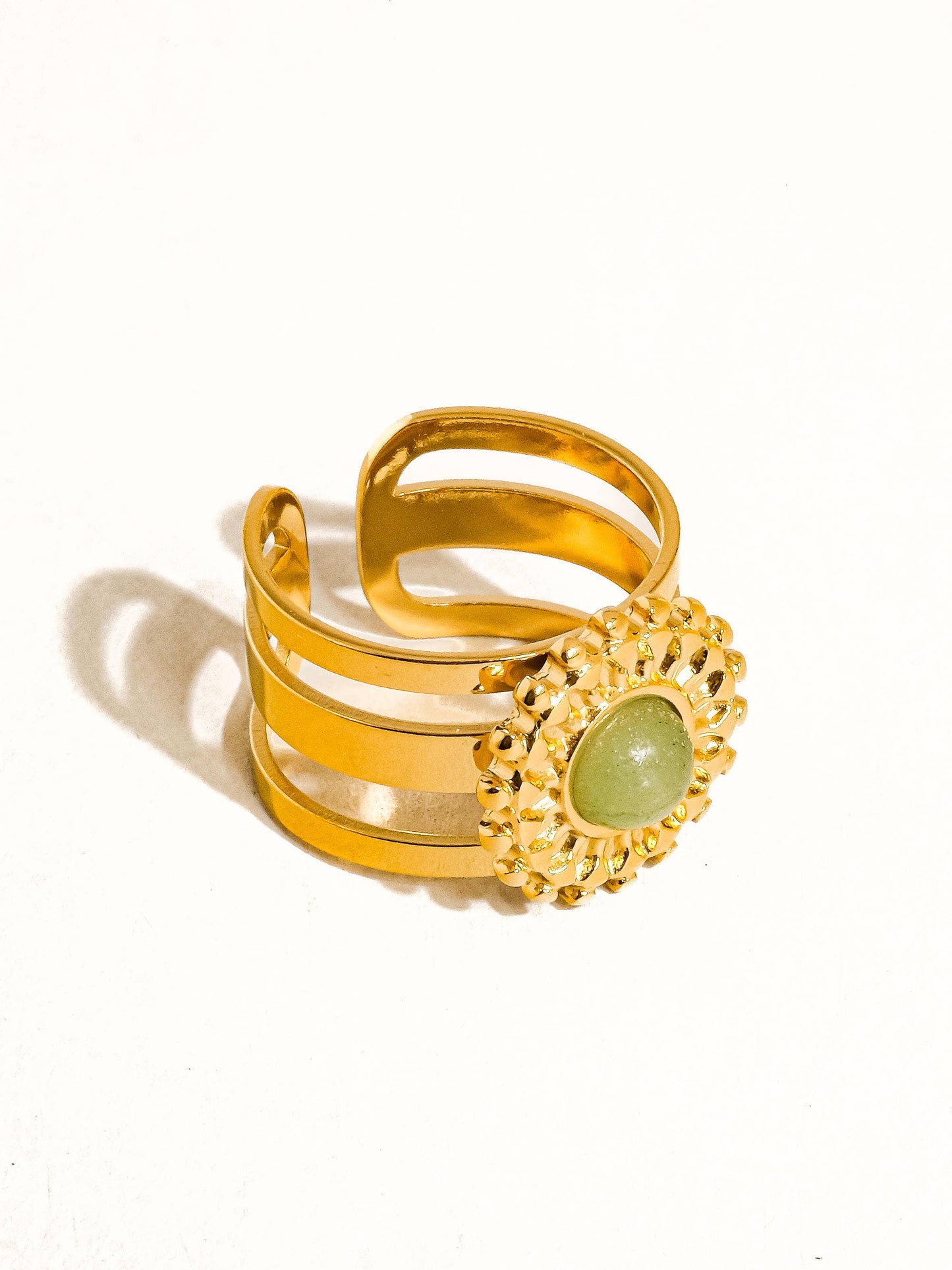 Evelyn 18K Non-Tarnish Green Gemstone Ring: Green