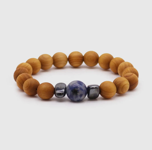 Cedarwood Throat Chakra Bangle
- Sodalite