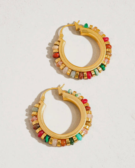 Capri 18K Gold Color Beaded Resort
Hoop Earring