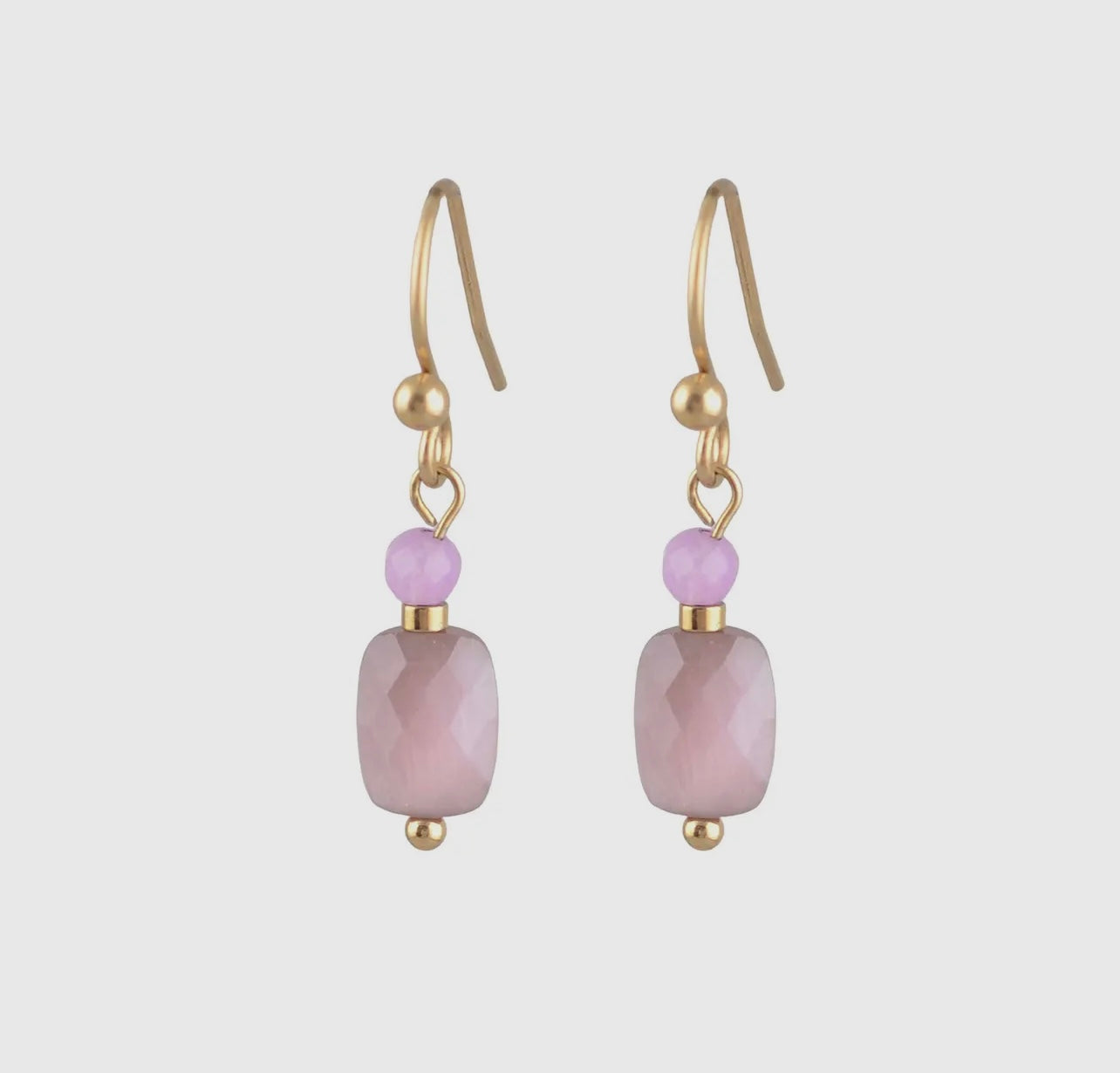 Natural Stone Twin Earring in Mauve
& Purple