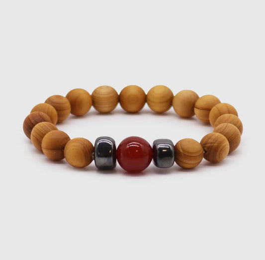 Cedarwood Root Chakra Bangle -
Red Jasper