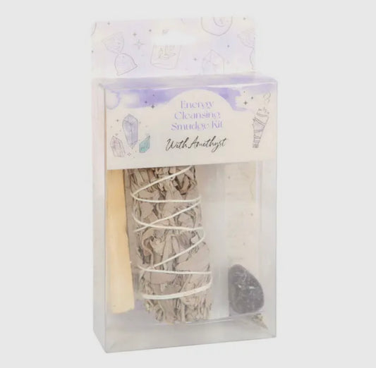 White Sage Smudge Kit with Amethyst Crystal