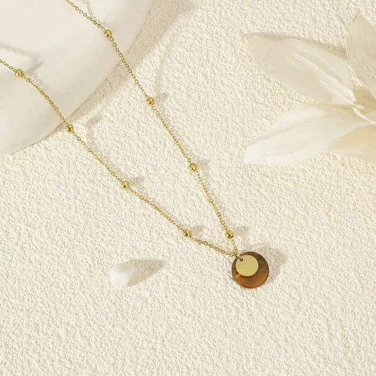 Malachite Stone Gold Chain Necklace with Engraving Plate