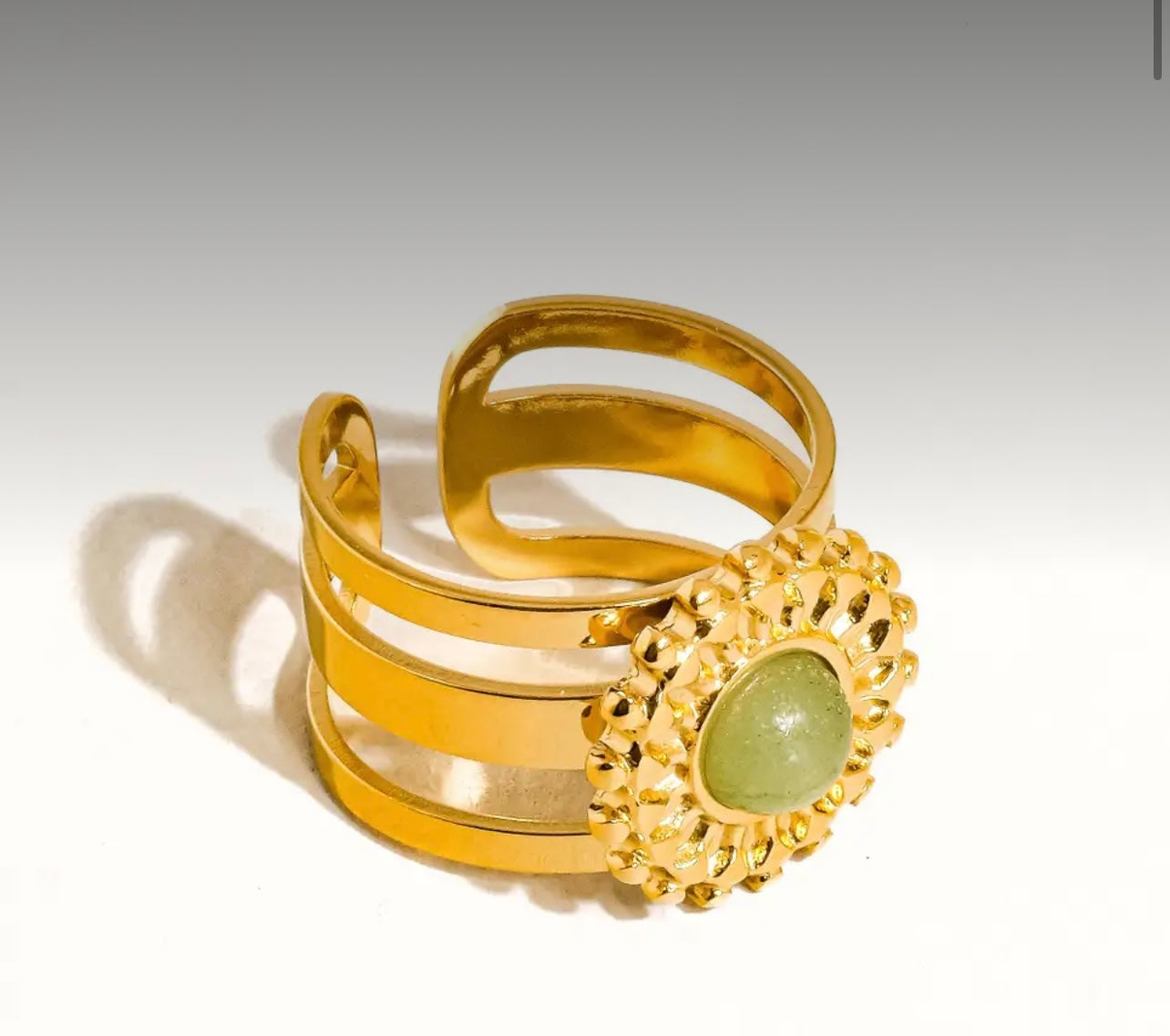 New
Evelyn 18K Non-Tarnish Green
Gemstone Ring