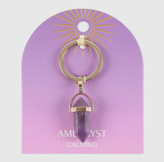 Amethyst Quartz Crystal Keyring