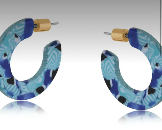 Emma Flat Oval Resin Hoop Earrings