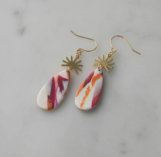City Horizon Drop Earrings (Berry, Pumpkin & Peach)