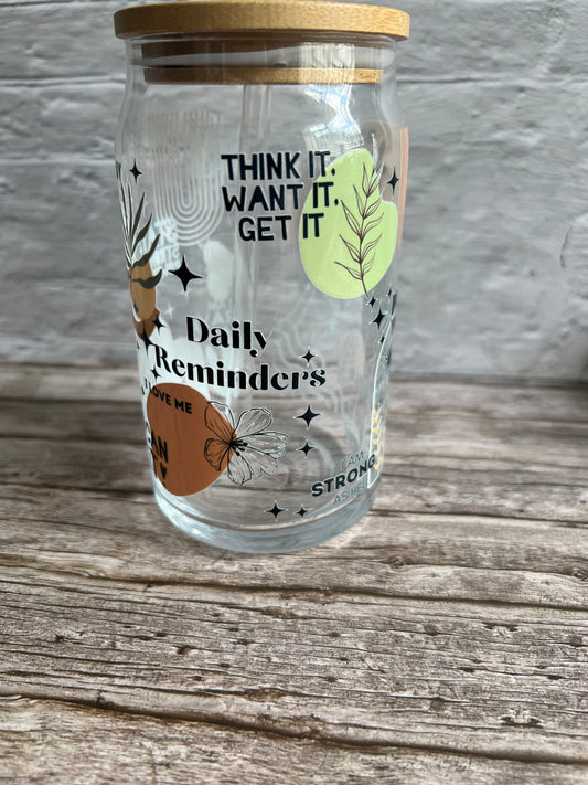 16oz Positive thinking Glass Libby Cup