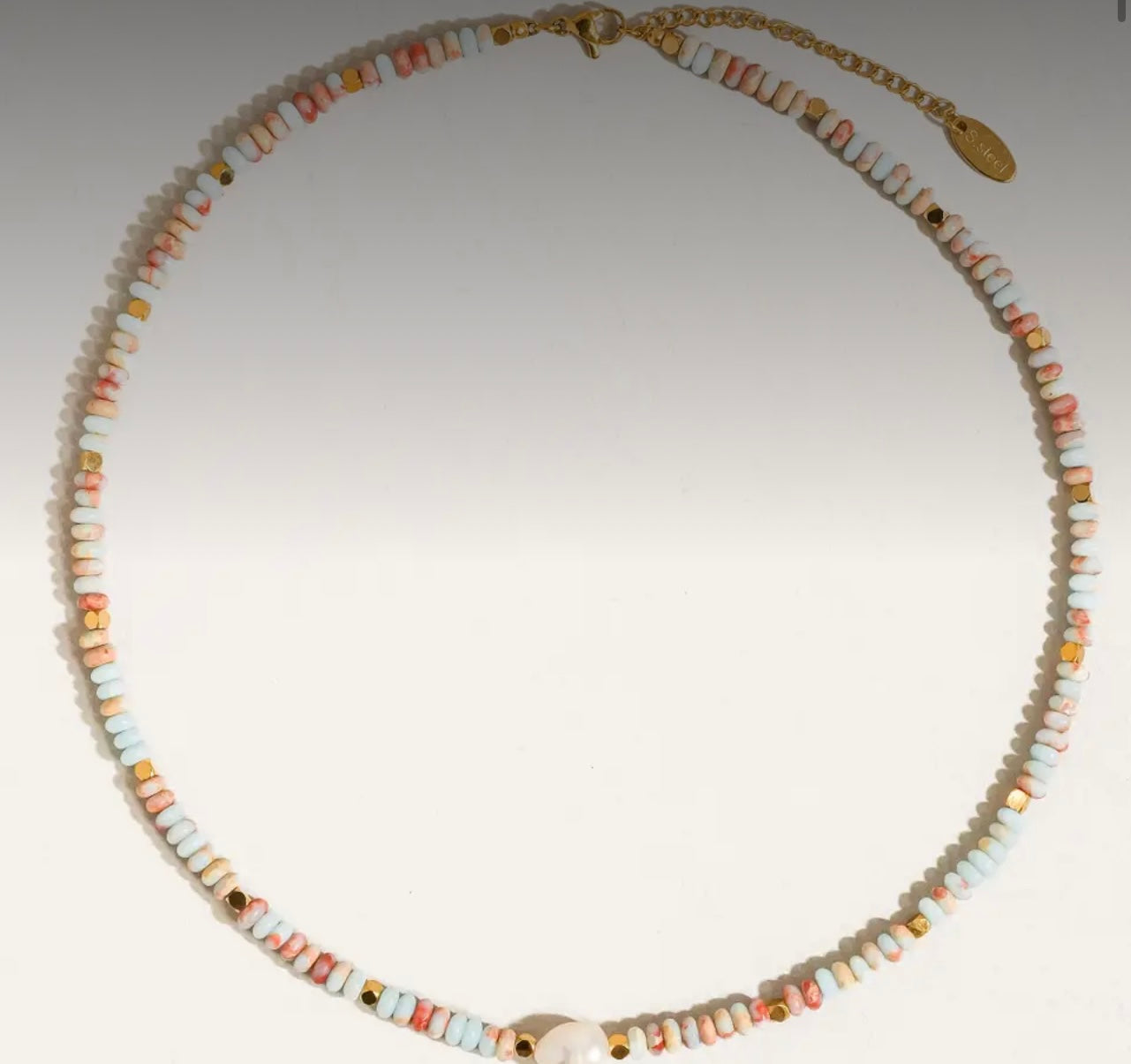 Swank Non-Tarnish Boho Beaded
Pearl Necklace