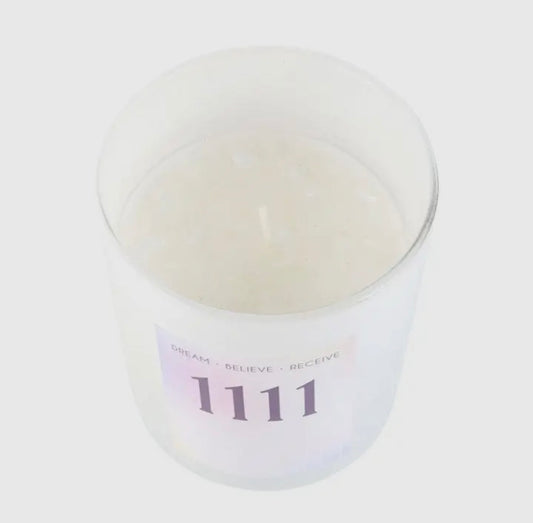 1111 Angel Number Crystal Chip Candle