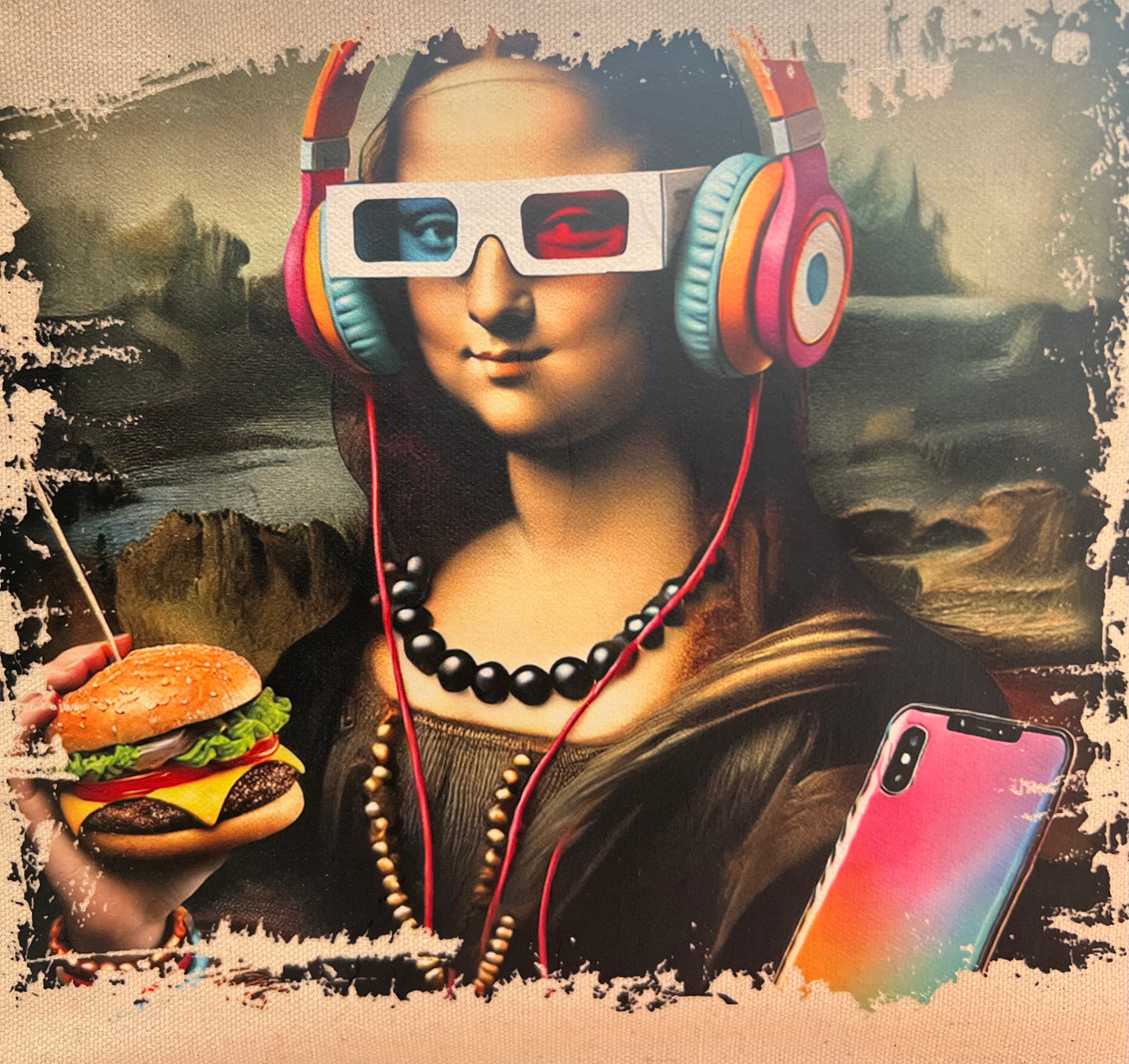 Mona Lisa Modern Art Hessian Tote Bag