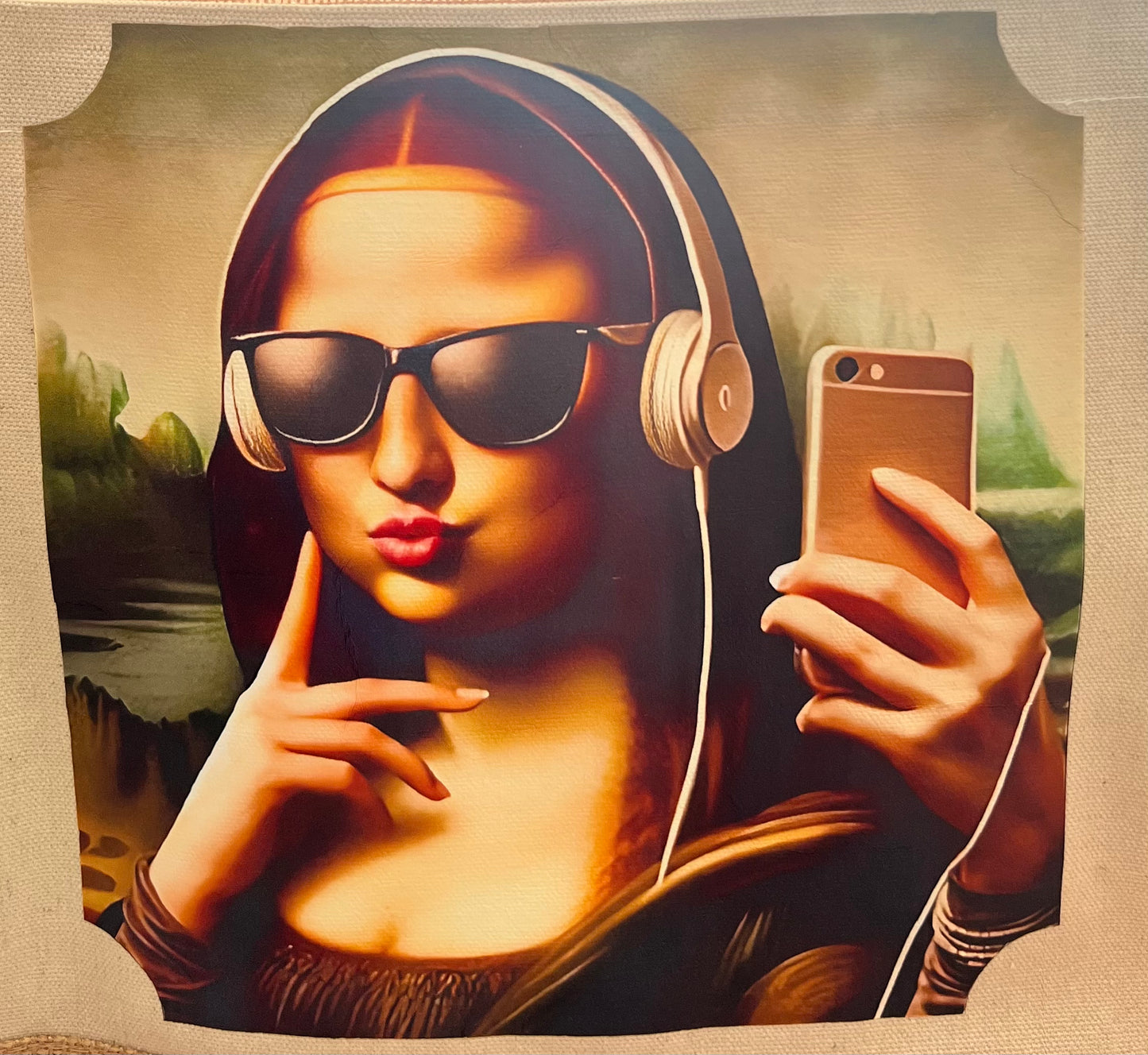 Mona Lisa Pouting Hessian Tote Bag