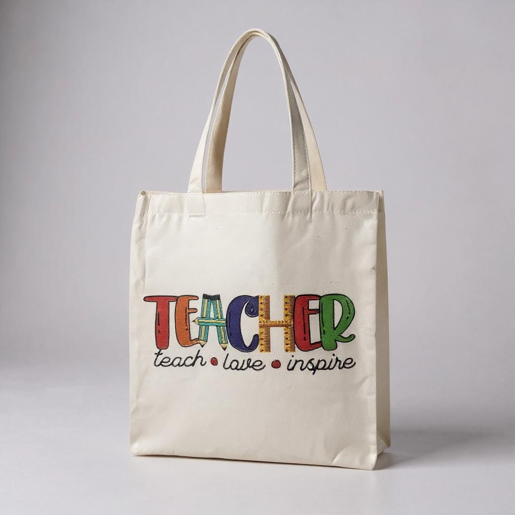 Teacher Tote Canvas Bag (Teach, Love, Inspire)