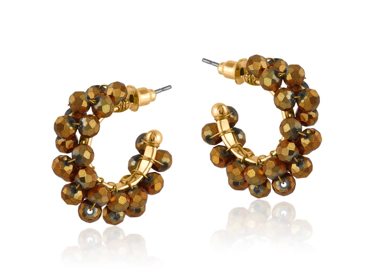 Marina Cluster Beaded Hoop Earrings: SILVER
