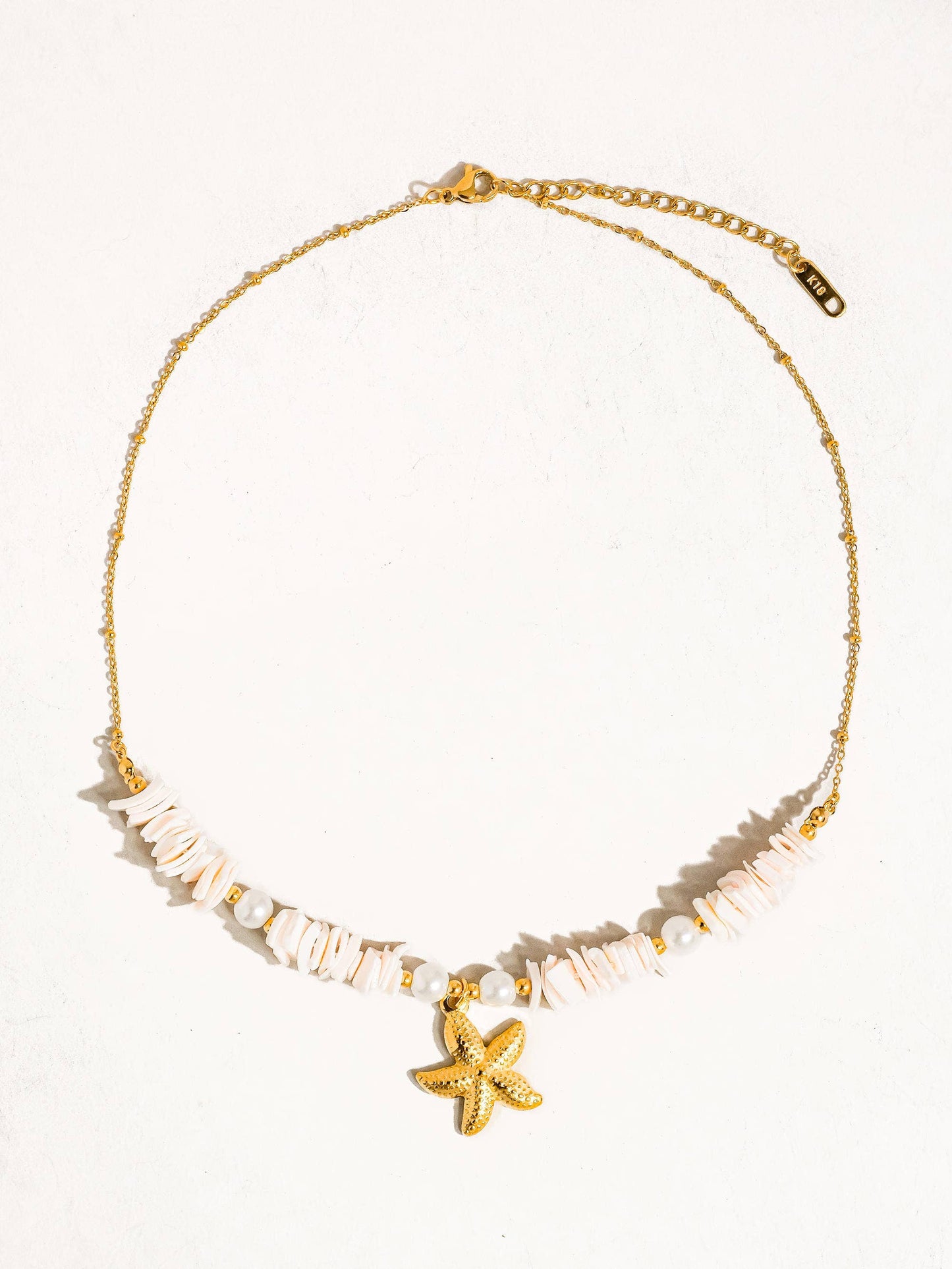 Thelma 18K Gold Non-Tarnish Shell Star Necklace: Multi-Colored