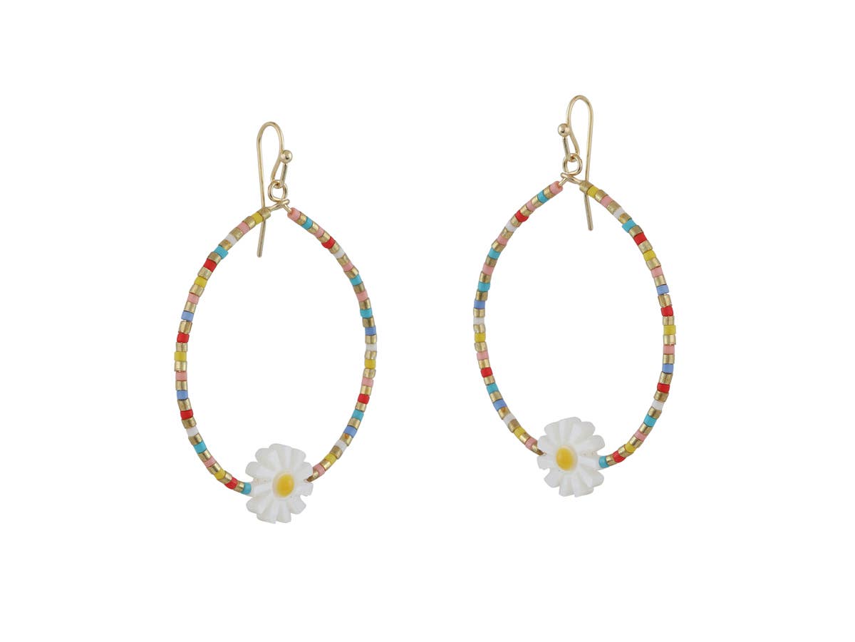 Cressida Beaded Daisy Earrings: NEON MULTI