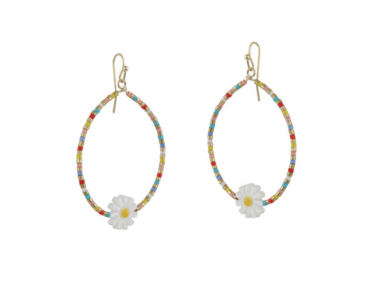 Cressida Beaded Daisy Earrings: NEON MULTI