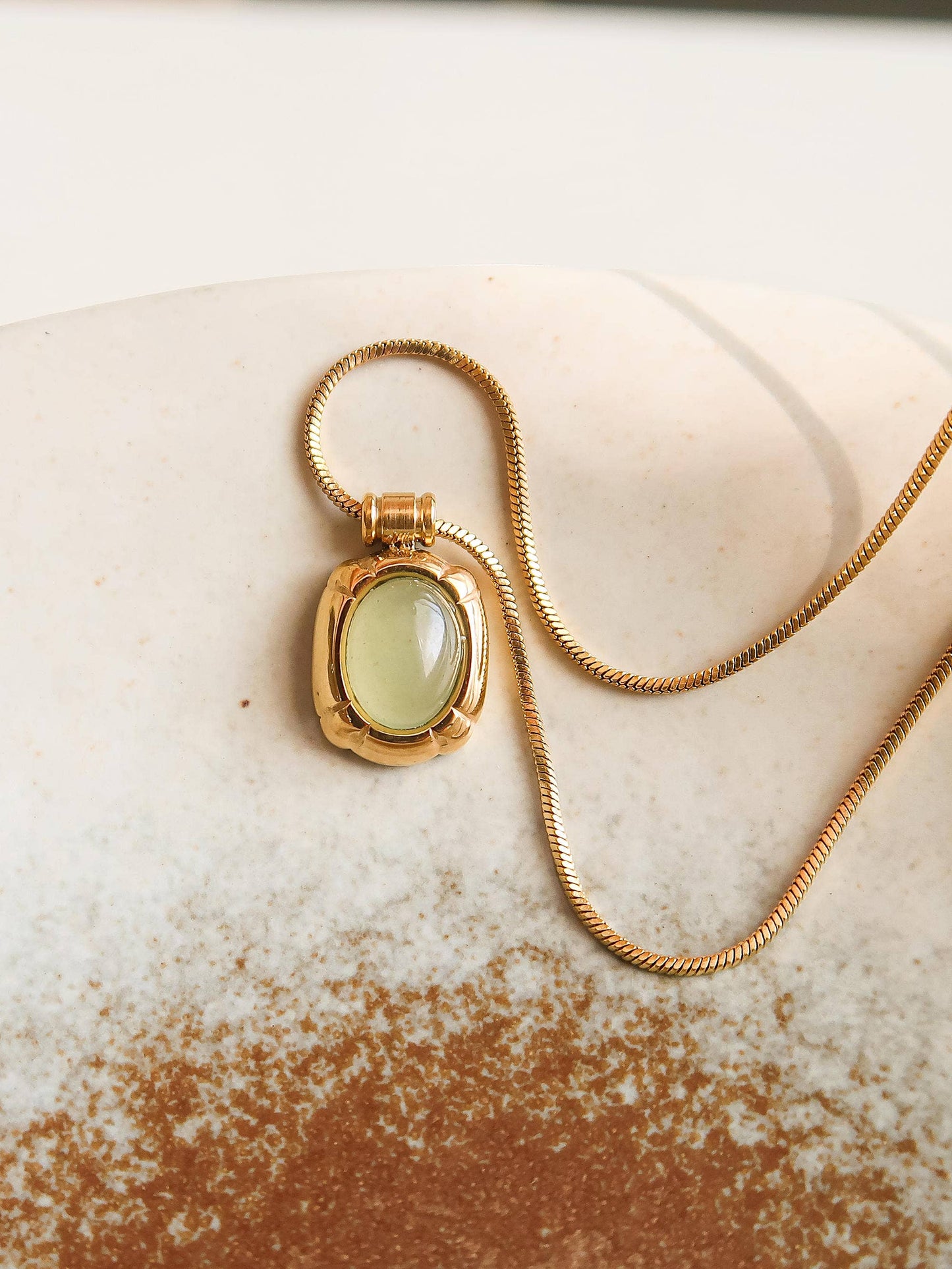 Dax 18K Gold Non-Tarnish Natural Stone Necklace: Green
