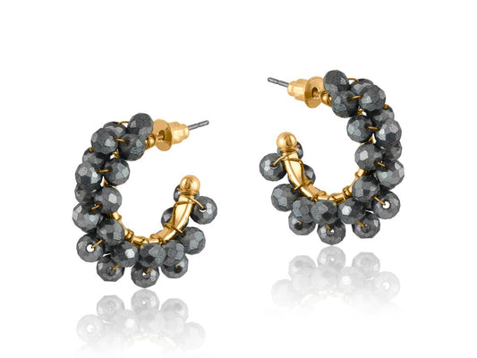Marina Cluster Beaded Hoop Earrings: SILVER