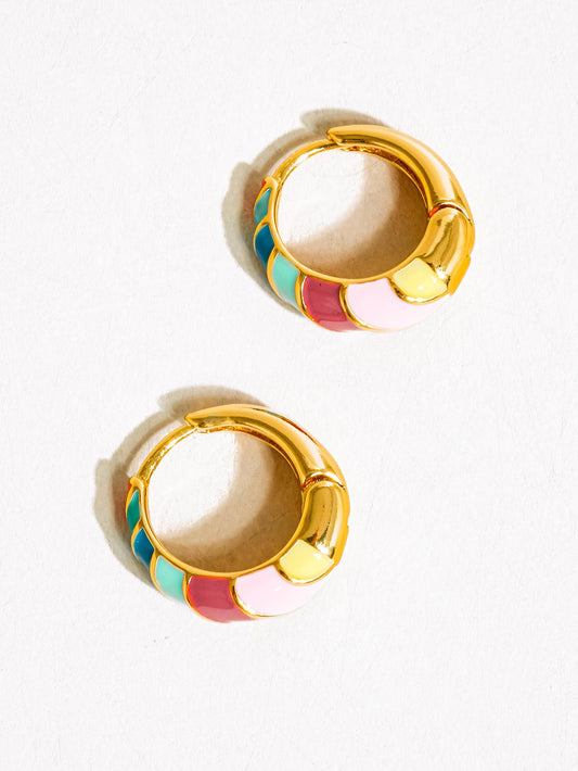 Paloma 18K Gold Colorful Striped Hoop Earring: Multi-Colored