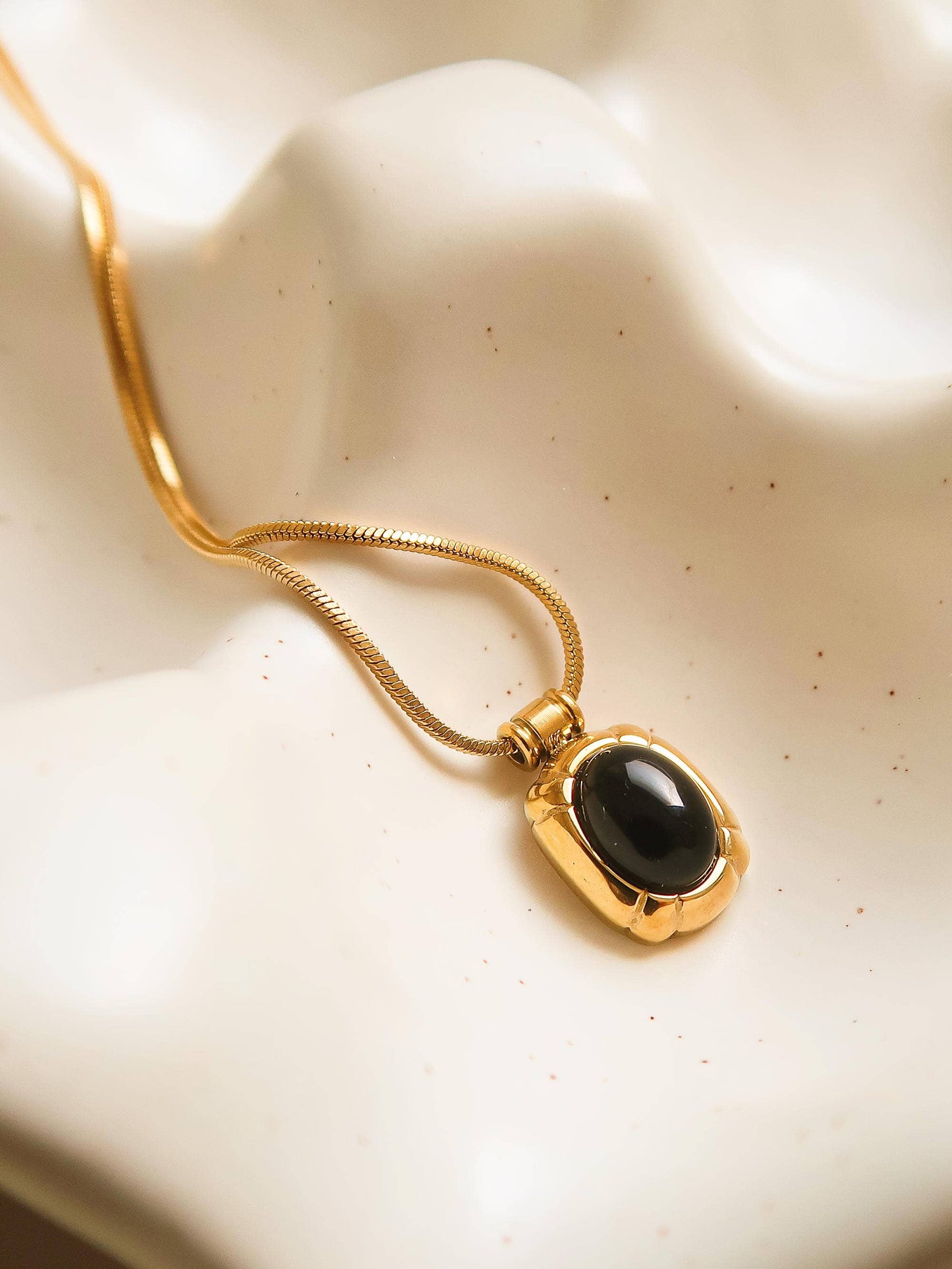 Dax 18K Gold Non-Tarnish Natural Stone Necklace: Green