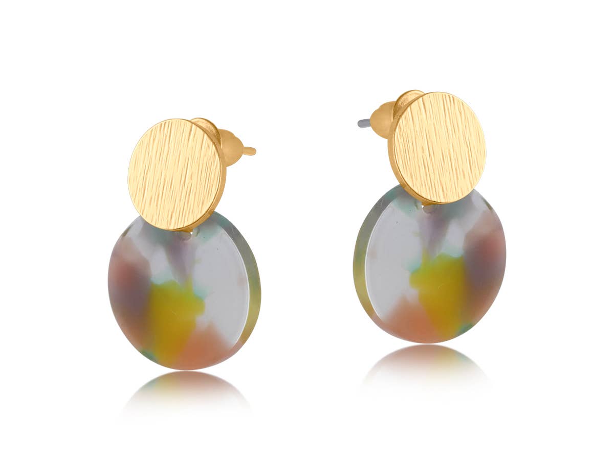 HOPE METAL AND RESING SMALL DISC EARRINGS: BLUE/BLACK