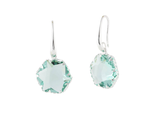 Camilla Crystal Hexagon Earrings: Silver/Blue
