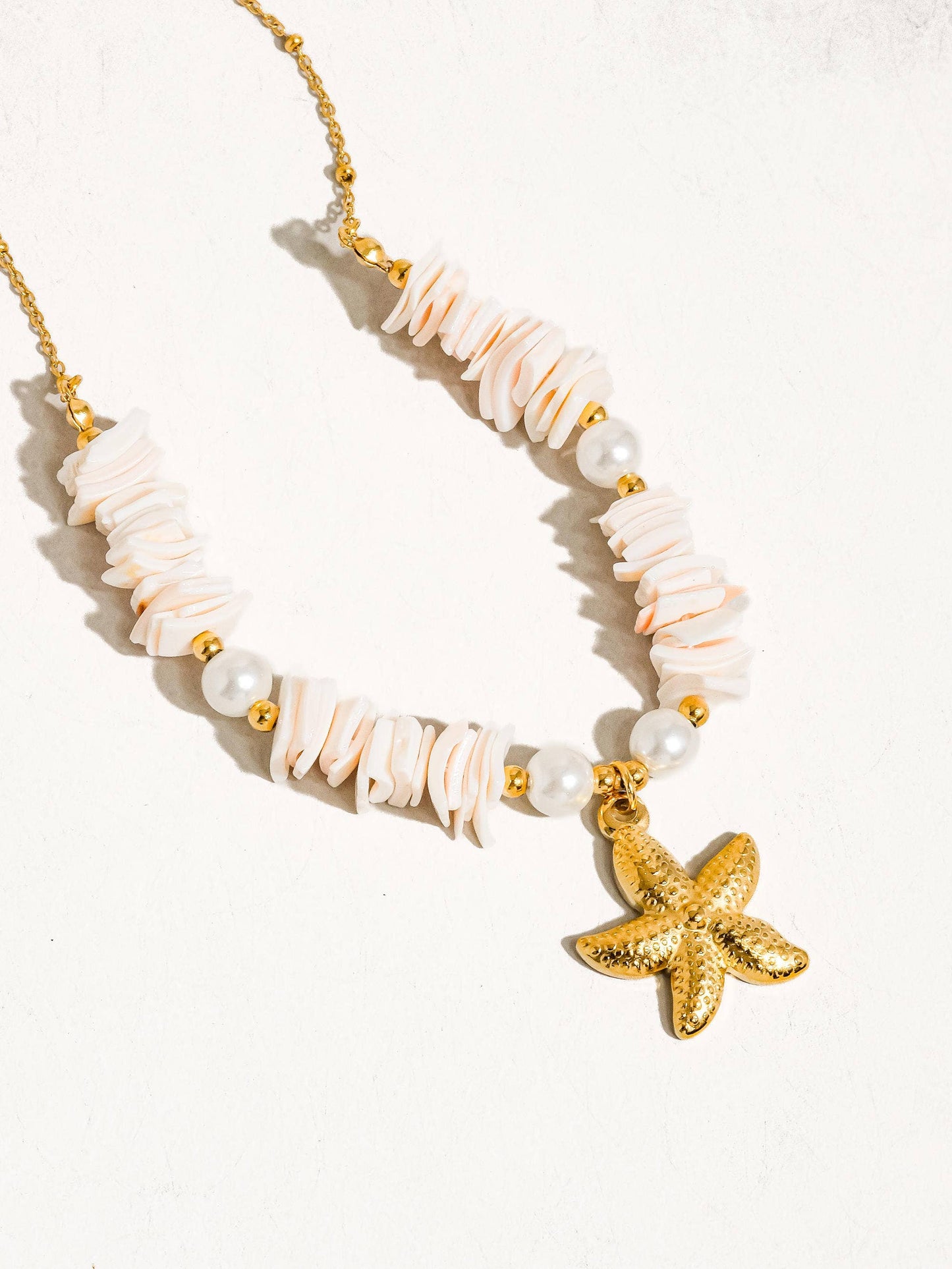 Thelma 18K Gold Non-Tarnish Shell Star Necklace: Multi-Colored