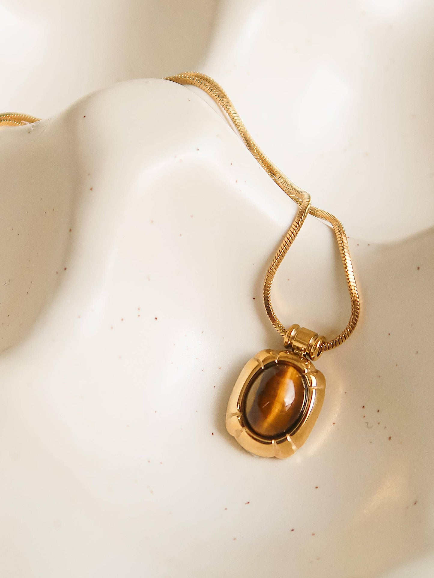 Dax 18K Gold Non-Tarnish Natural Stone Necklace: Green